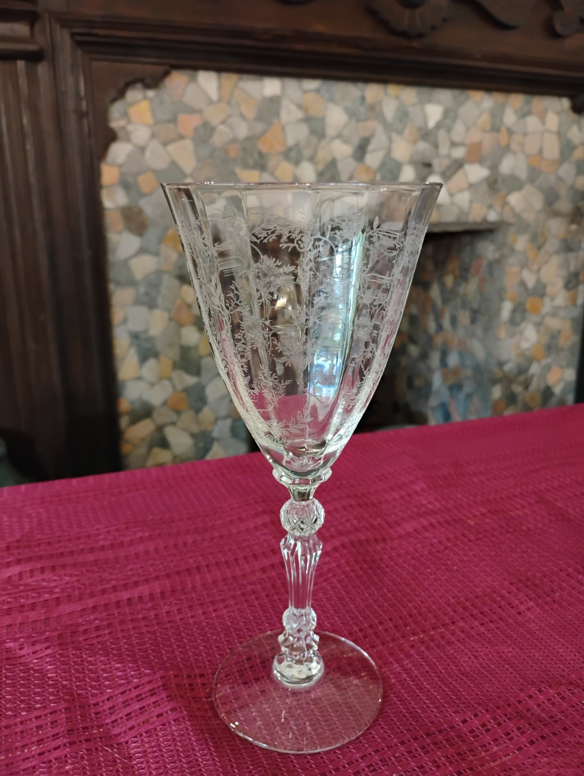 Vintage Fostoria Chintz Clear Water Goblet - 7 5/8" - 9 oz. (4 available)
