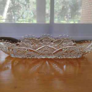 ABP Brilliant Cut Crystal Celery Boat Tray Scalloped Sawtooth Dish