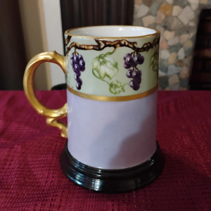J.P. Limoges France Hand-Painted Grape-Themed Porcelain Mug