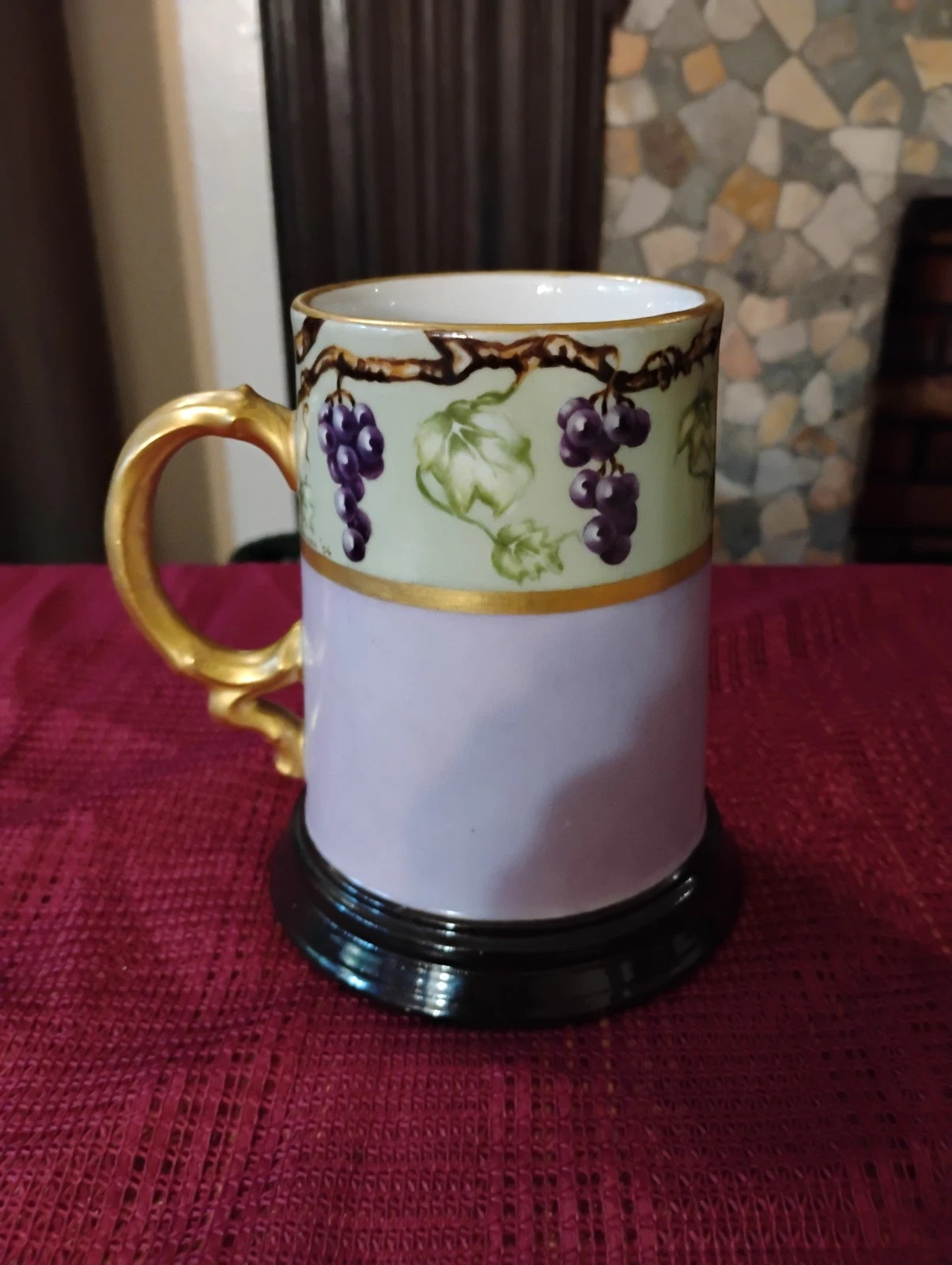 J.P. Limoges France Hand-Painted Grape-Themed Porcelain Mug