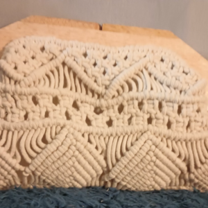 World Market ivory hand knitted clutch purse
