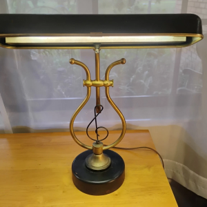 Vintage Radionics Trans. Co. Lyre/Treble Clef Desk Lamp — Adjustable, Works