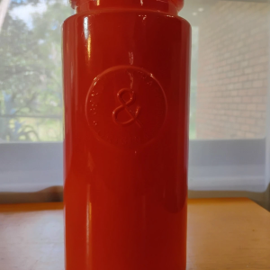 Vintage DPS Orange Glass Jar • Embossed “Genuine Crafted & Original”
