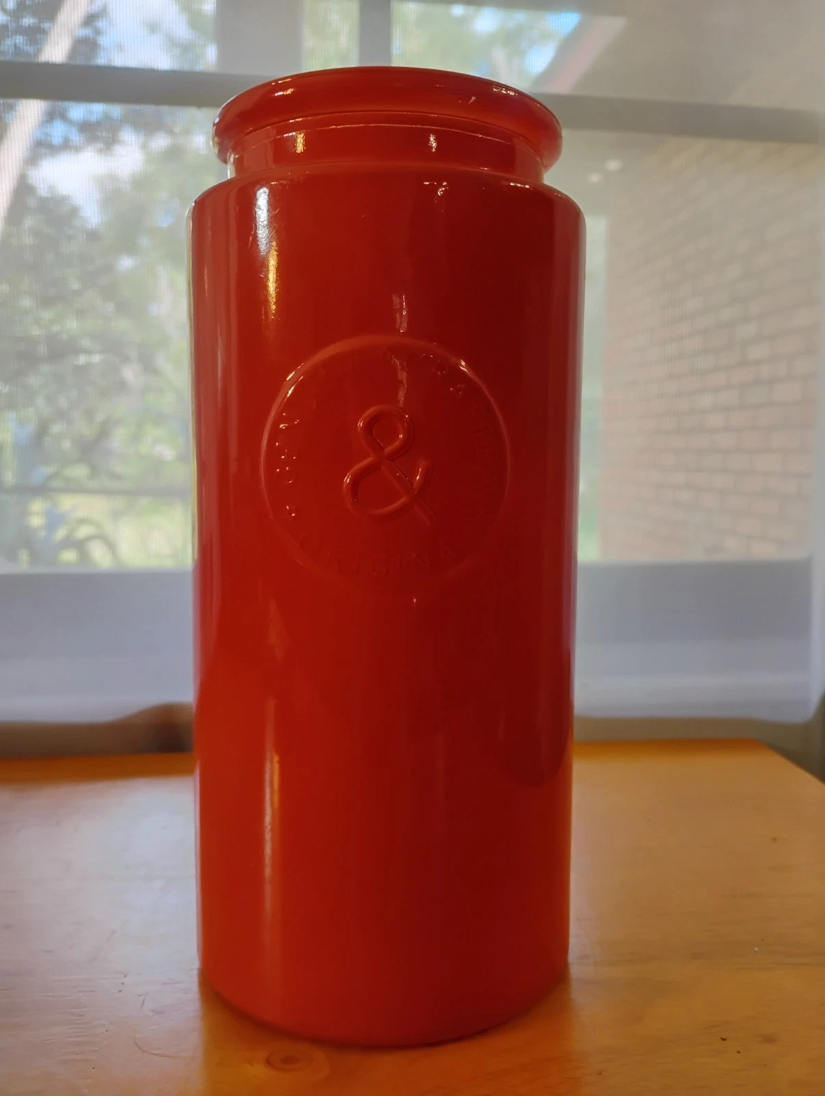Vintage DPS Orange Glass Jar • Embossed “Genuine Crafted & Original”