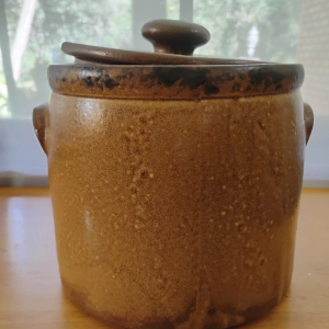 Vintage McCoy Pottery 1420L Brown Drip Bean Pot Casserole with Lid USA