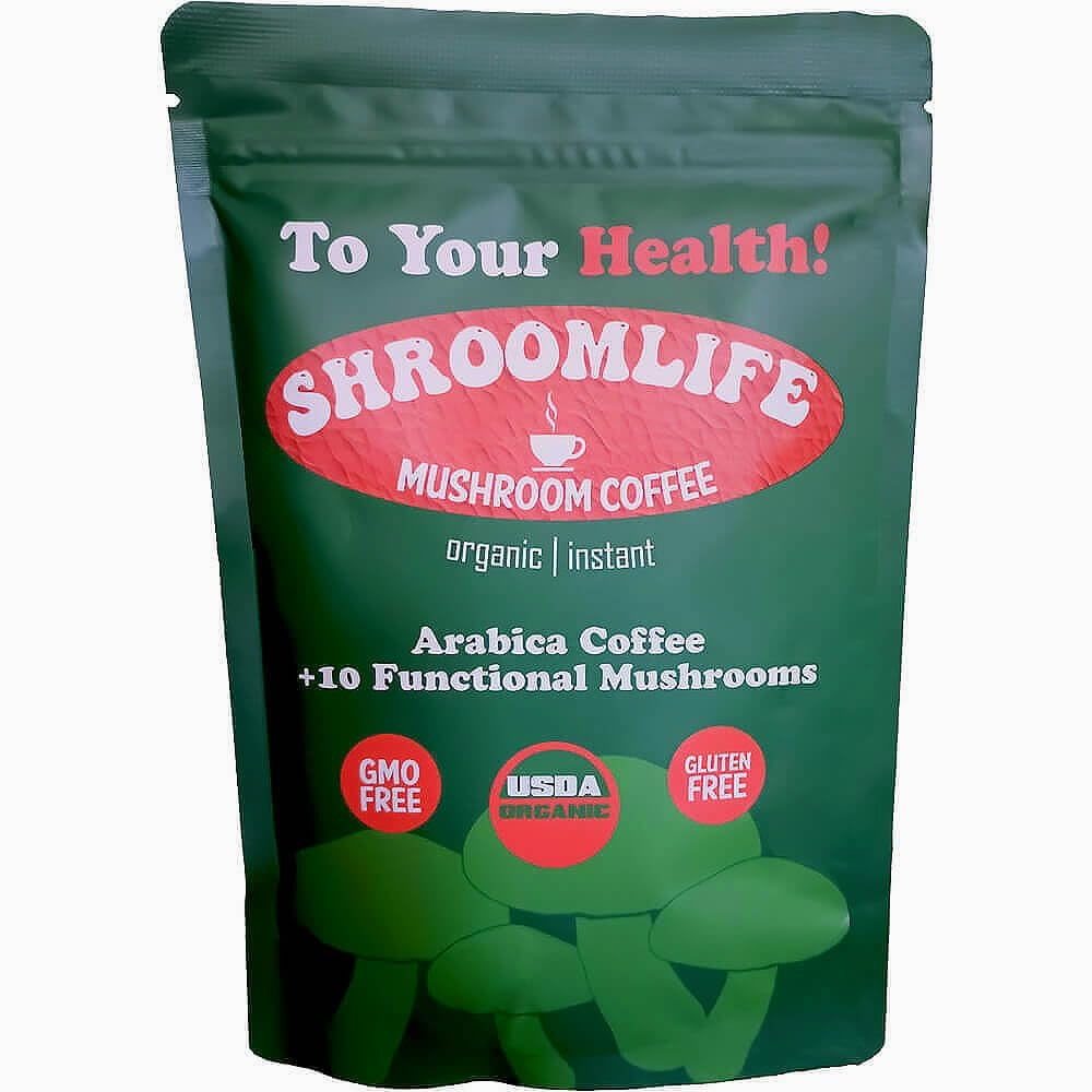 Organic Mushroom Coffee Powder | 10 Mushrooms Plus Premium Arabica Coffee | Lion's Mane, Reishi, Shiitake, Chaga and More