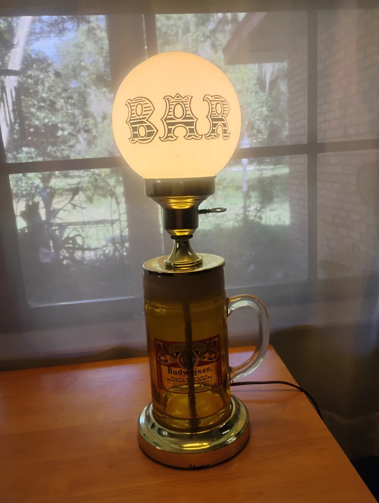 VTG Beer Mug Lamp BUDWEISER Anhueser Busch Bewerania Lamp Works