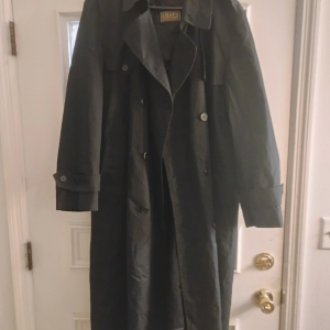 Chap Ralph Lauren Trench Coat Men 42L Black Removable Liner Rain Stain Repellant