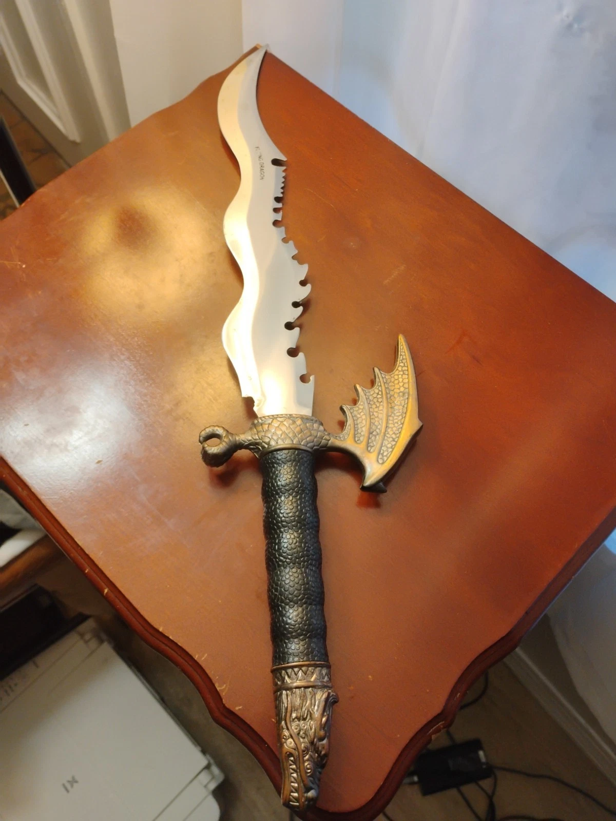 21" Flying Dragon Serrated Rippled Fantasy Dagger